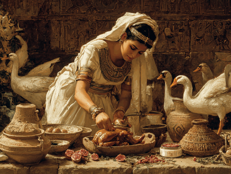 Ancient Egyptian Recipe: Goose Legs with a Honey–Date–Pomegranate Glaze