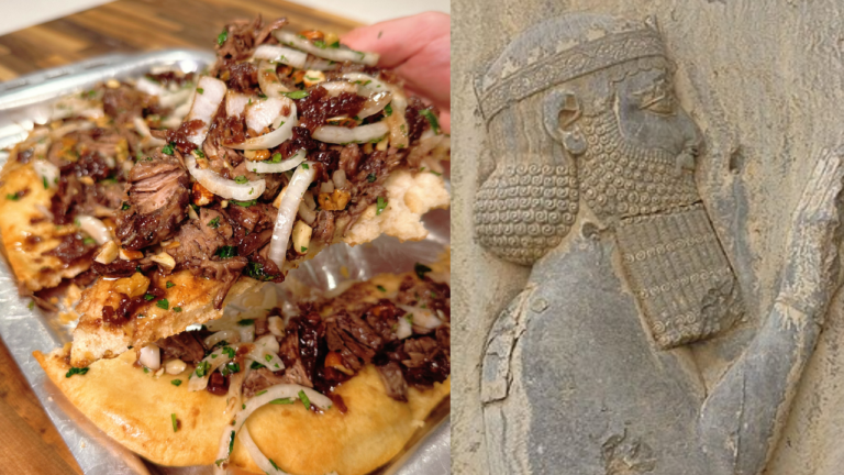 A Recipe from Ancient Persia: Braised Lamb Flatbread